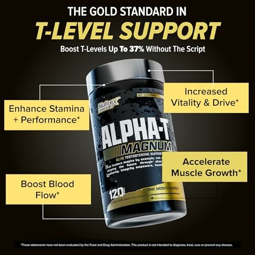 Alpha-T Magnum supplement for T-level support and performance enhancement.
