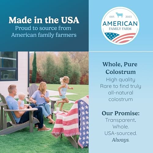 Family enjoying outdoor time, promoting American family farm colostrum.