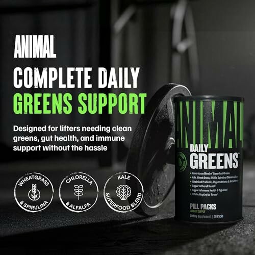Animal Greens supplement for lifters with greens and superfood blend.