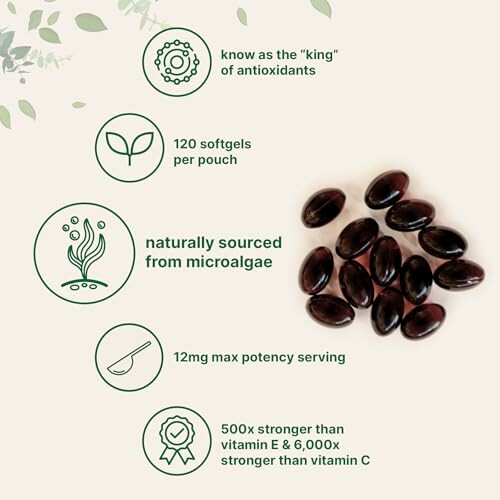 Softgels with antioxidant benefits from microalgae.