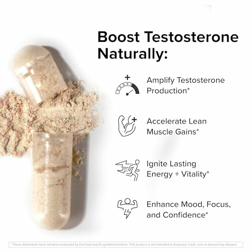 Supplement capsule with benefits for boosting testosterone naturally.