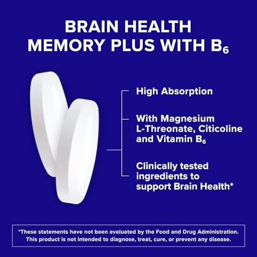 Brain health supplement with B6, magnesium, citicoline, and L-threonate.