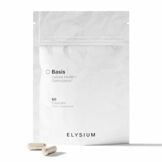 Elysium Basis dietary supplement package with capsules.
