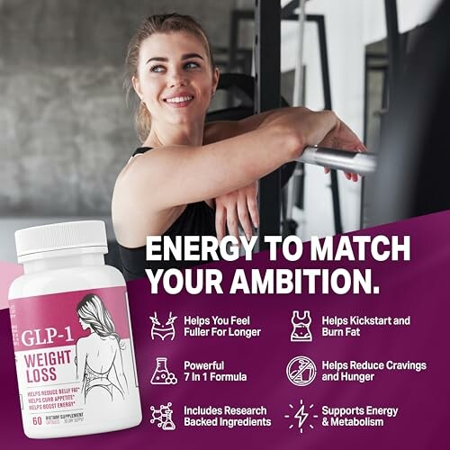 Woman exercising with GLP-1 weight loss supplement.