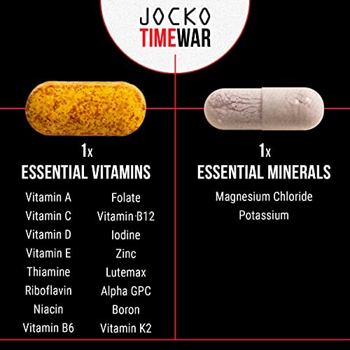 Jocko Timewar supplements with vitamins and minerals.