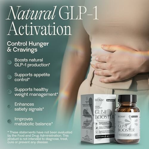 Natural GLP-1 booster for hunger control and weight management.