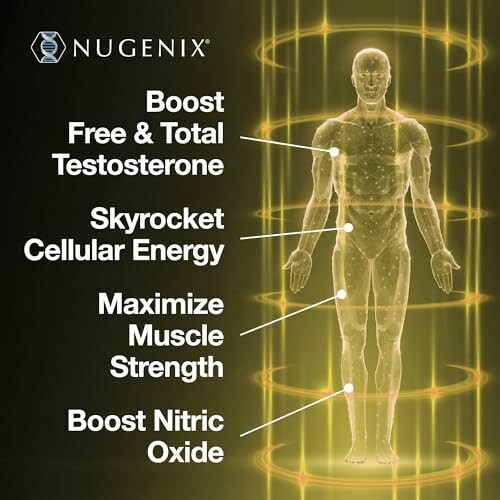 Nugenix product benefits: boost testosterone, energy, muscle strength, nitric oxide.
