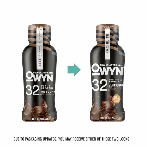 OWYN protein drink packaging showing old and new designs.