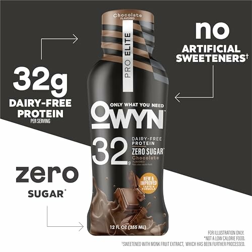 OWYN Pro Elite chocolate protein shake with 32g dairy-free protein and zero sugar.
