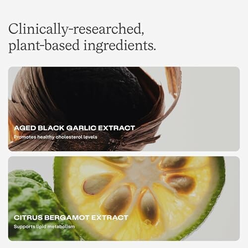 Aged black garlic and citrus bergamot extracts for health.