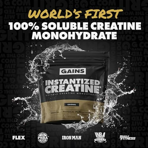 World's first 100% soluble creatine monohydrate packaging.