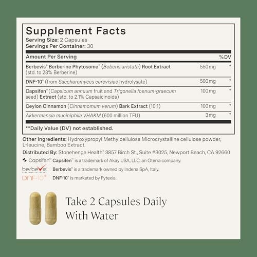 Supplement facts label with dosage instructions.