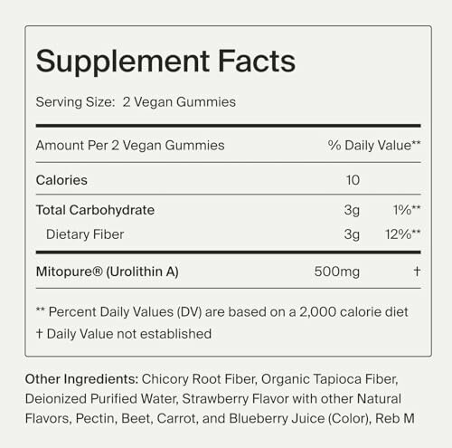 Supplement facts for vegan gummies showing nutritional information and ingredients.