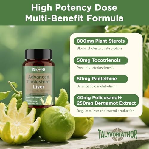 Talyvoriathor Advanced Cholesterol Liver Supplement with ingredients list.