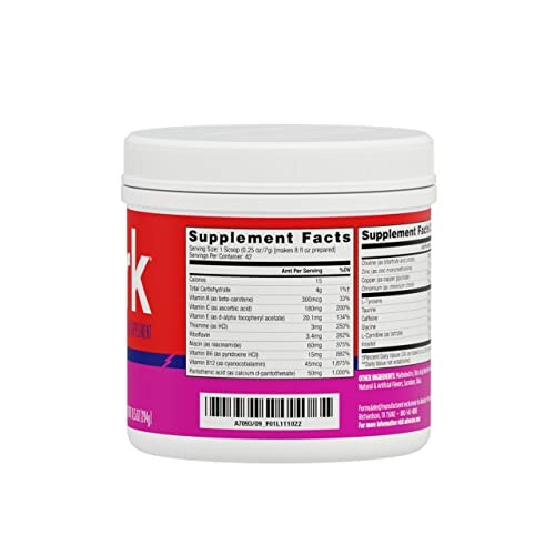 Jar of vitamin supplement with nutritional information label