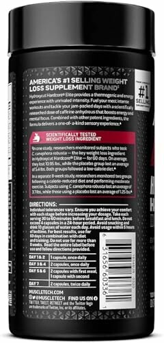 Back of a weight loss supplement bottle with directions and information.