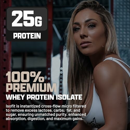 Whey protein isolate ad with 25g protein highlight